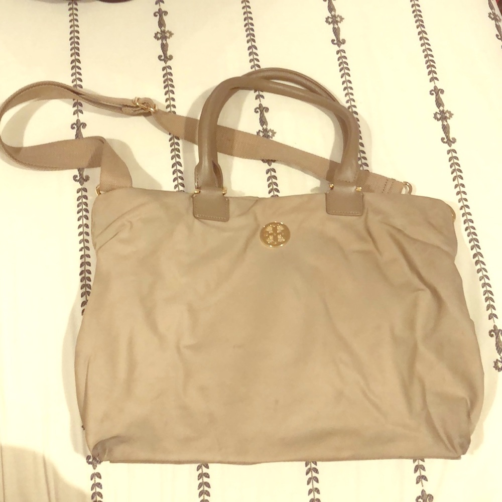 Tan Tory Burch nylon tote
